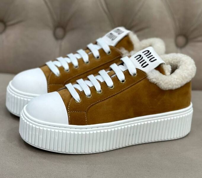 Кеды Miu Miu женский замша бежевый 127852