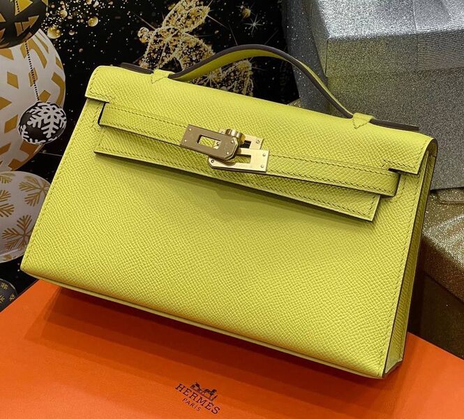 Сумка Hermèskelly 20 Pochette женский кожа горчичный 138889