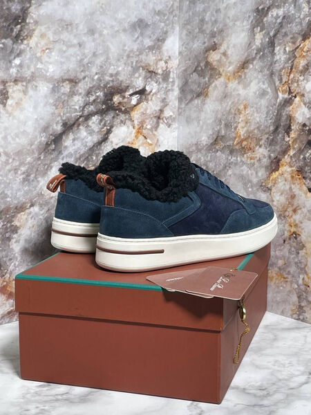 Мужские кеды Loro Piana мужской замша синий 103686-5