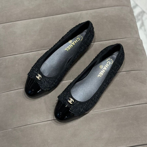 Балетки Chanel женский кожа черный 112288-2