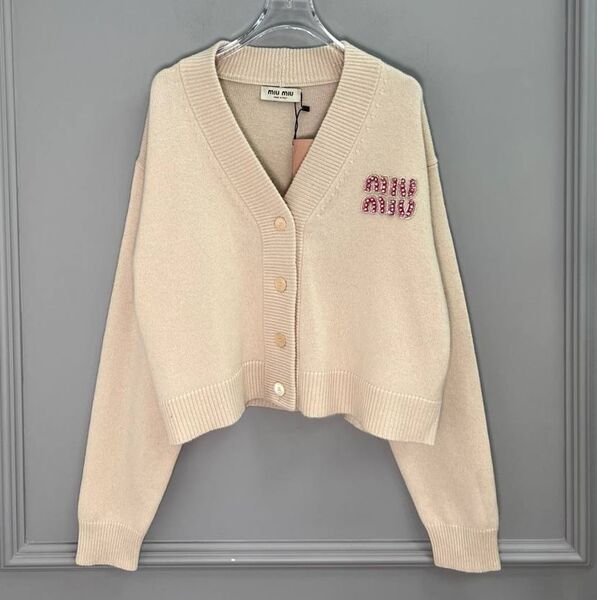 Кардиган Miu Miu женский вязаная ткань бежевый 137967