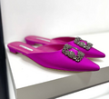 Мюли Manolo Blahnik женский сатин бордовый 55012