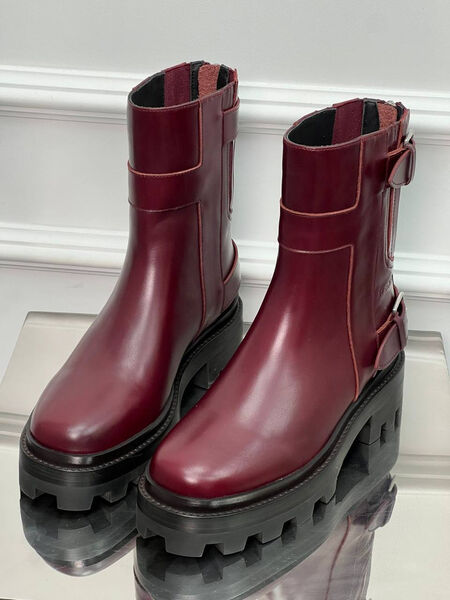 Ботинки Hermès женский кожа бордовый 170522-5