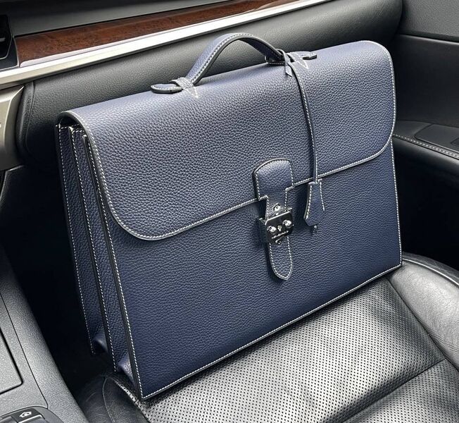 Мужской портфель Hermès мужской кожа синий 108400