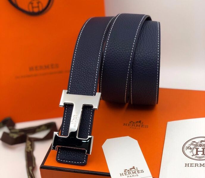 Мужской ремень Hermès мужской кожа синий 52572