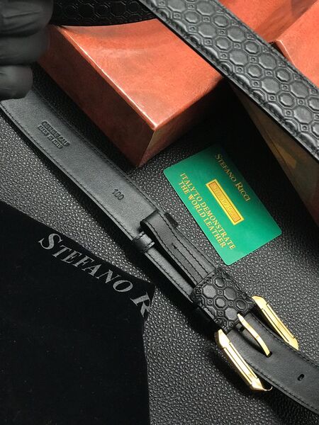 Мужской ремень Stefano Ricci мужской кожа черный 53098-3