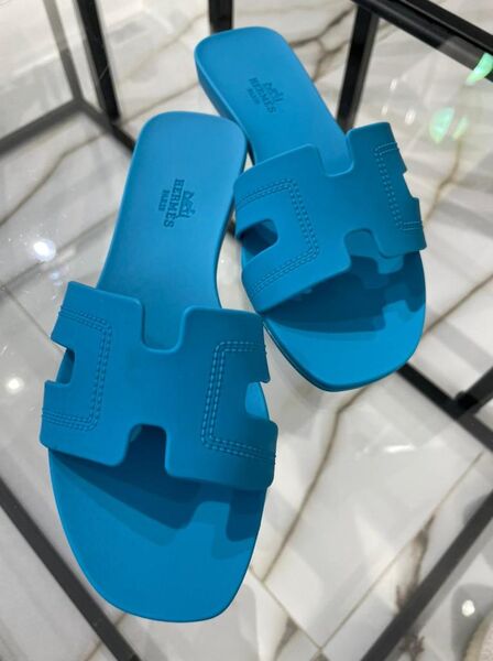 Шлепки Hermès женский синий 89335