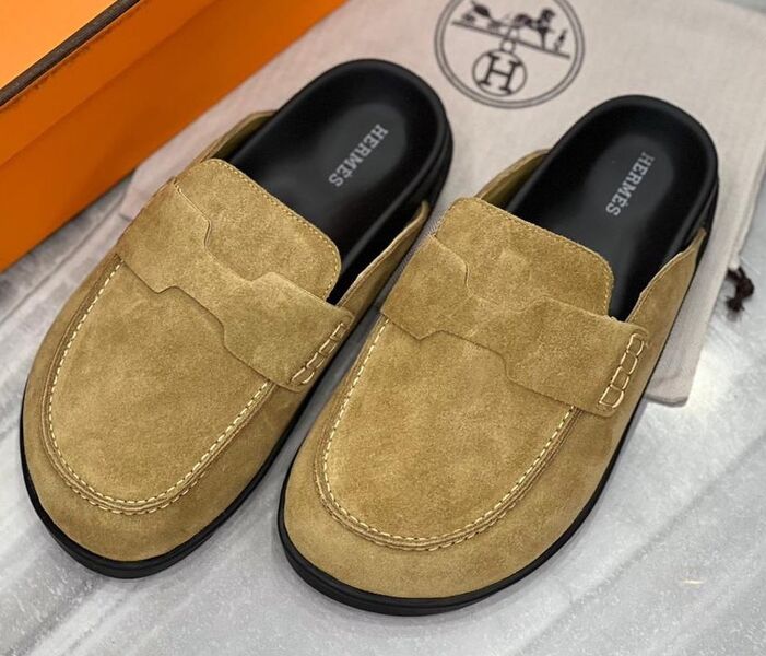 Мюли Hermès женский замша горчичный 109514