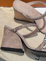 Босоножки Louis Vuitton женский стразы бежевый 114323-2