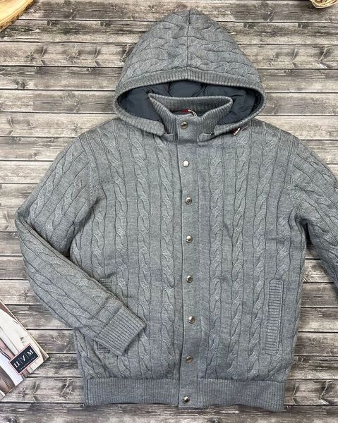 Мужской кардиган Brunello Cucinelli мужской вязаная ткань графитовый 105913