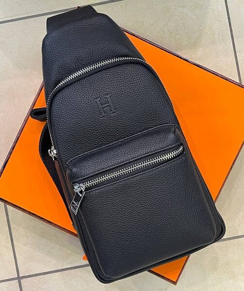 Мужская сумка слинг Hermès мужской кожа черный 144447