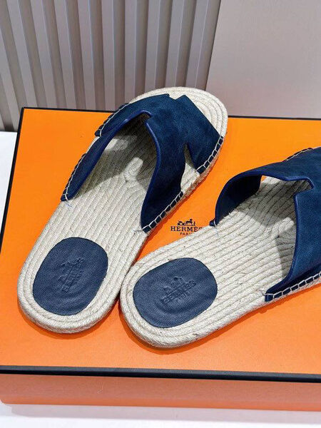 Мужские шлепки Hermès мужской замша синий 153413-4