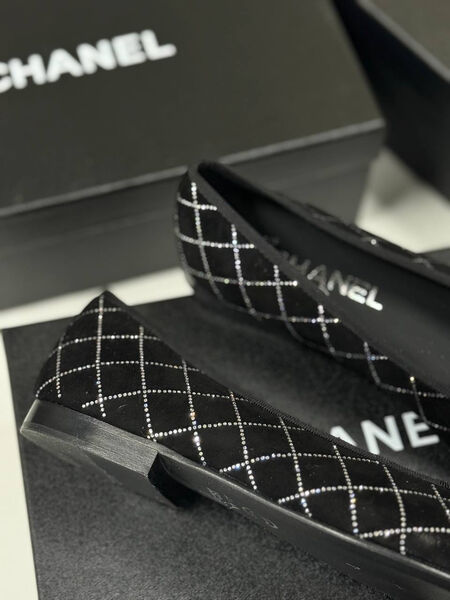 Балетки Chanel женский замша черный 182842-3
