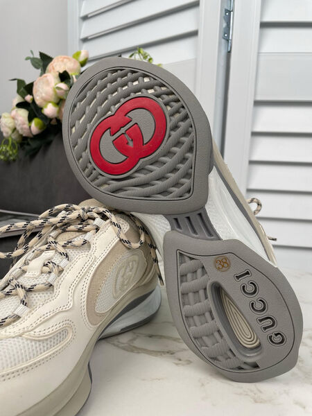 Кроссовки Gucci Run женский кожа белый 138968-7