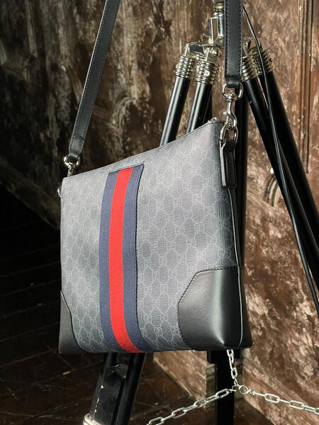 Мужская сумка мессенджер Gucci мужской кожа графитовый 108641-4