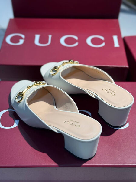 Шлепки Gucci женский кожа белый 187052-3