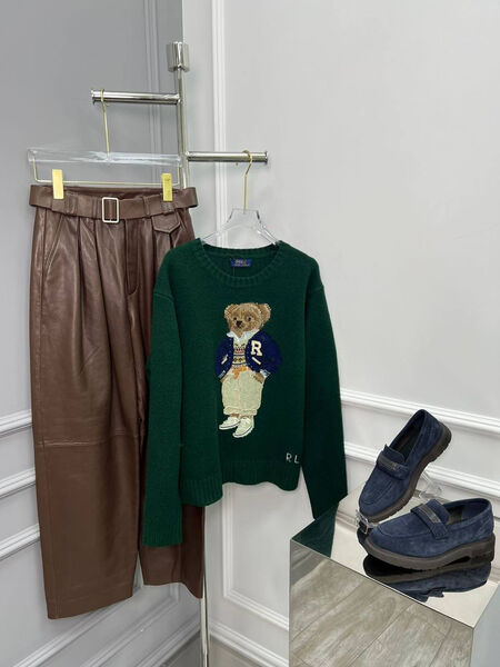 Свитер Ralph Lauren женский вязаная ткань болотный 160553-3