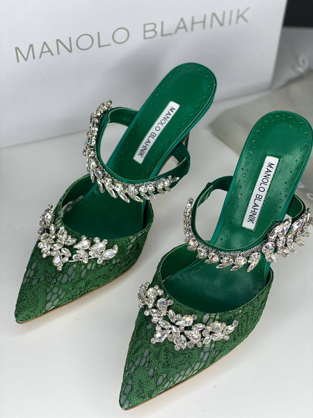 Туфли Manolo Blahnik женский болотный 80819-4