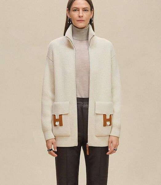 Кардиган Hermès женский вязаная ткань белый 199299-3