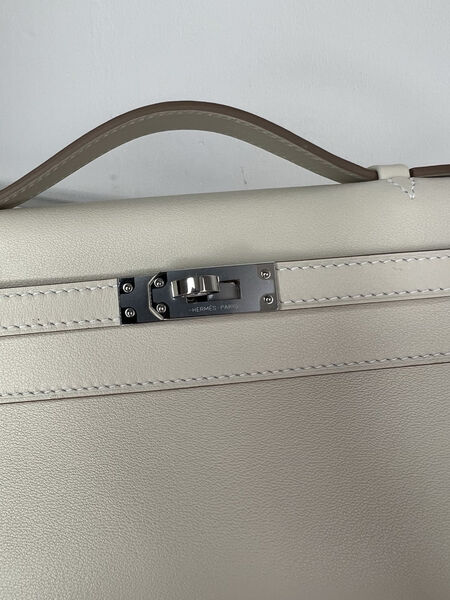 Сумка Hermèskelly 20 Pochette женский кожа белый 138055-4