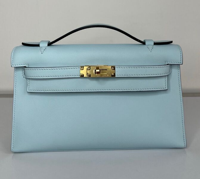 Сумка Hermèskelly 20 Pochette женский кожа бирюзовый 138056