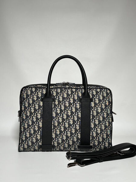 Мужской портфель Christian Dior мужской кожа swift черный,белый 132091-2