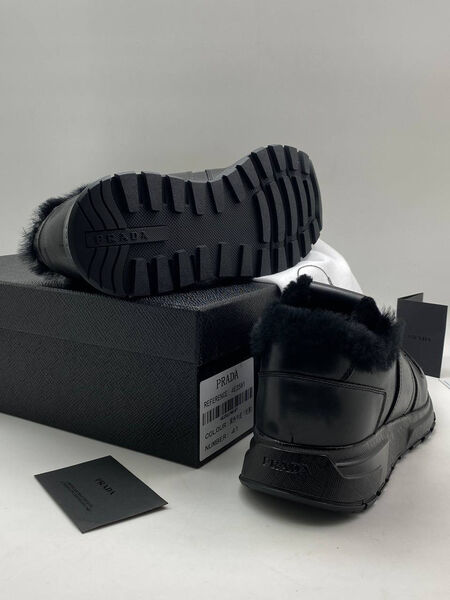 Мужские кроссовки Prada мужской кожа черный 168664-5