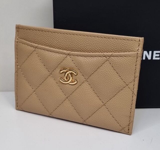 Картхолдер Chanel женский кожа бежевый 149786