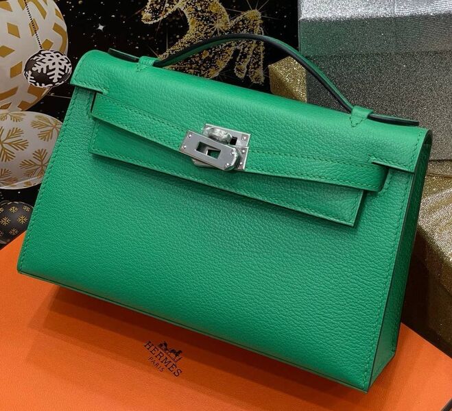 Сумка Hermèskelly 20 Pochette женский кожа болотный 138905