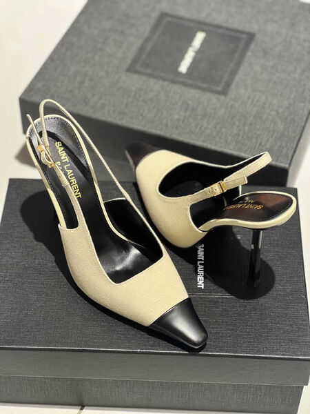 Туфли Saint Laurent женский кожа бежевый 138459-4