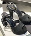 Босоножки Saint Laurent женский замша черный 111104-1