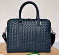 Мужской порфель Bottega Veneta мужской кожа,канва синий 101051