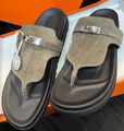 Шлепки Hermès женский замша болотный 155363-1