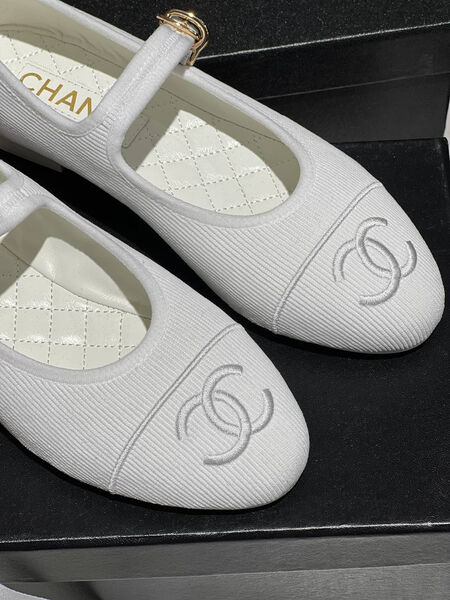 Балетки Chanel женский вельвет белый 132190-6