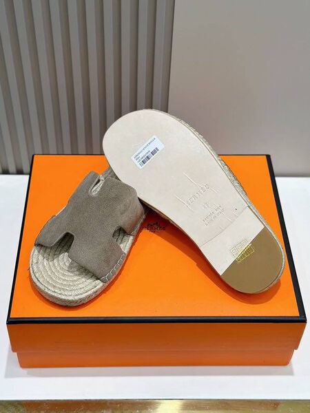 Мужские шлепки Hermès мужской замша графитовый 153434-4