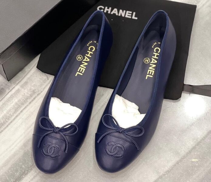 Балетки Chanel женский кожа синий 121611