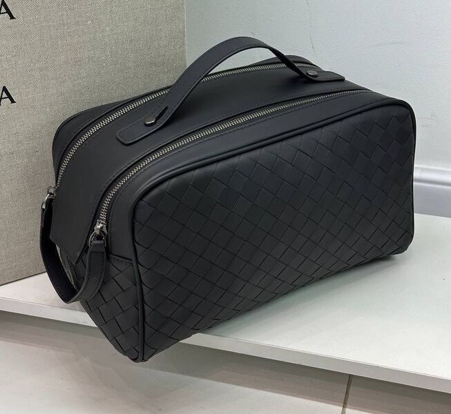 Мужской несессер косметичка Bottega Veneta мужской кожа черный 152931