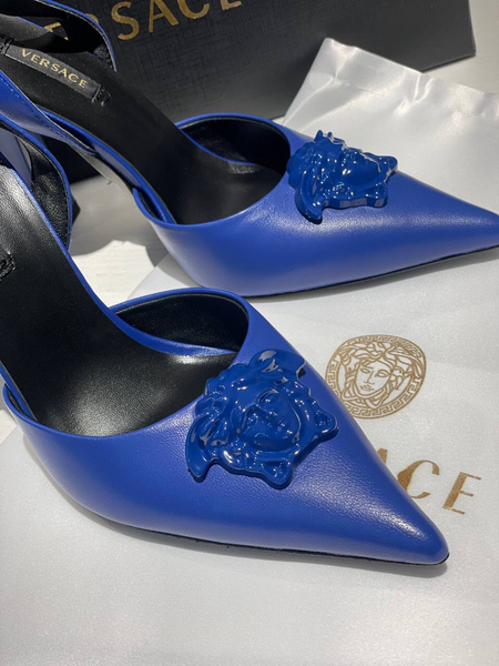 Босоножки Versace женский кожа синий 12905-3