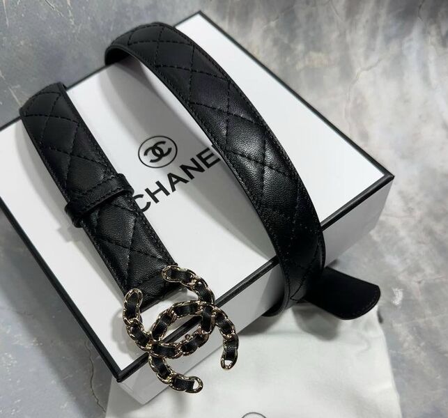 Женский ремень Chanel женский кожа черный 139076