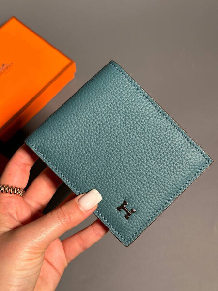 Мужской портмоне Hermès мужской кожа бирюзовый 154029-3