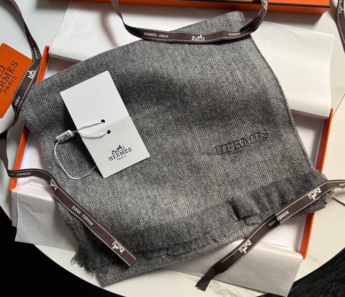 Мужской шарф Hermès мужской графитовый 169889