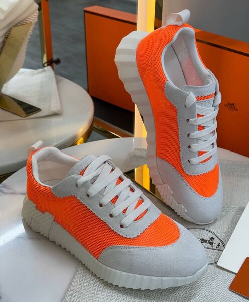 Кроссовки Hermès женский замша оранжевый 184733
