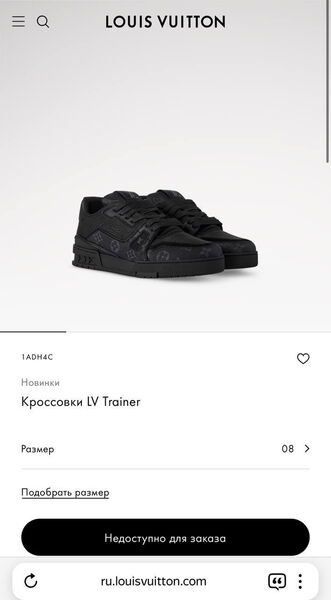 Мужские кроссовки Louis Vuitton мужской кожа черный 172795-6