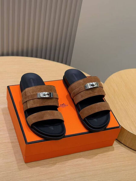 Мужские шлепки Hermès мужской замша 193729-3