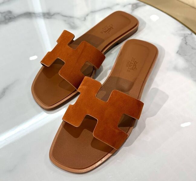 Шлепки Hermès женский замша 183369