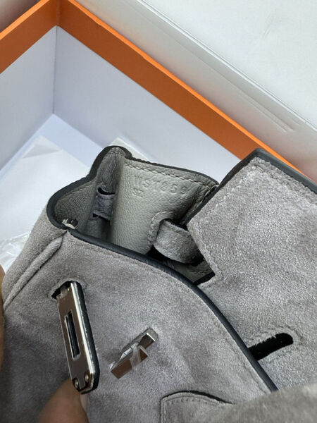 Сумка Hermès Birkin 25 женский замша графитовый 155729-3
