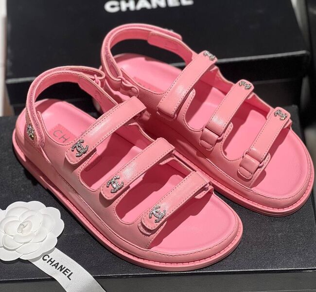 Сандалии Chanel женский кожа розовый 151147