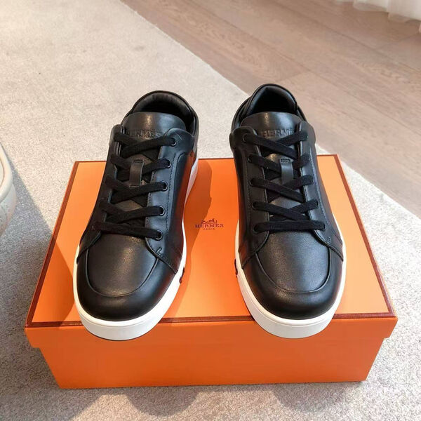 Мужские кеды Hermès мужской кожа черный 185081-3