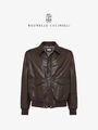 Мужская куртка Brunello Cucinelli мужской кожа черный 198753-2
