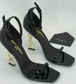 Босоножки Saint Laurent женский кожа epi черный,коричневый 12737